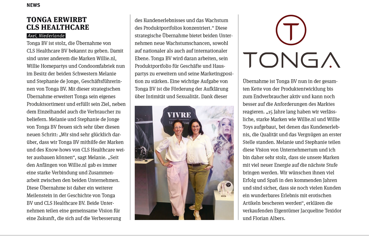 2024-01 Sign DE - Tonga erwirbt CLS Healthcare